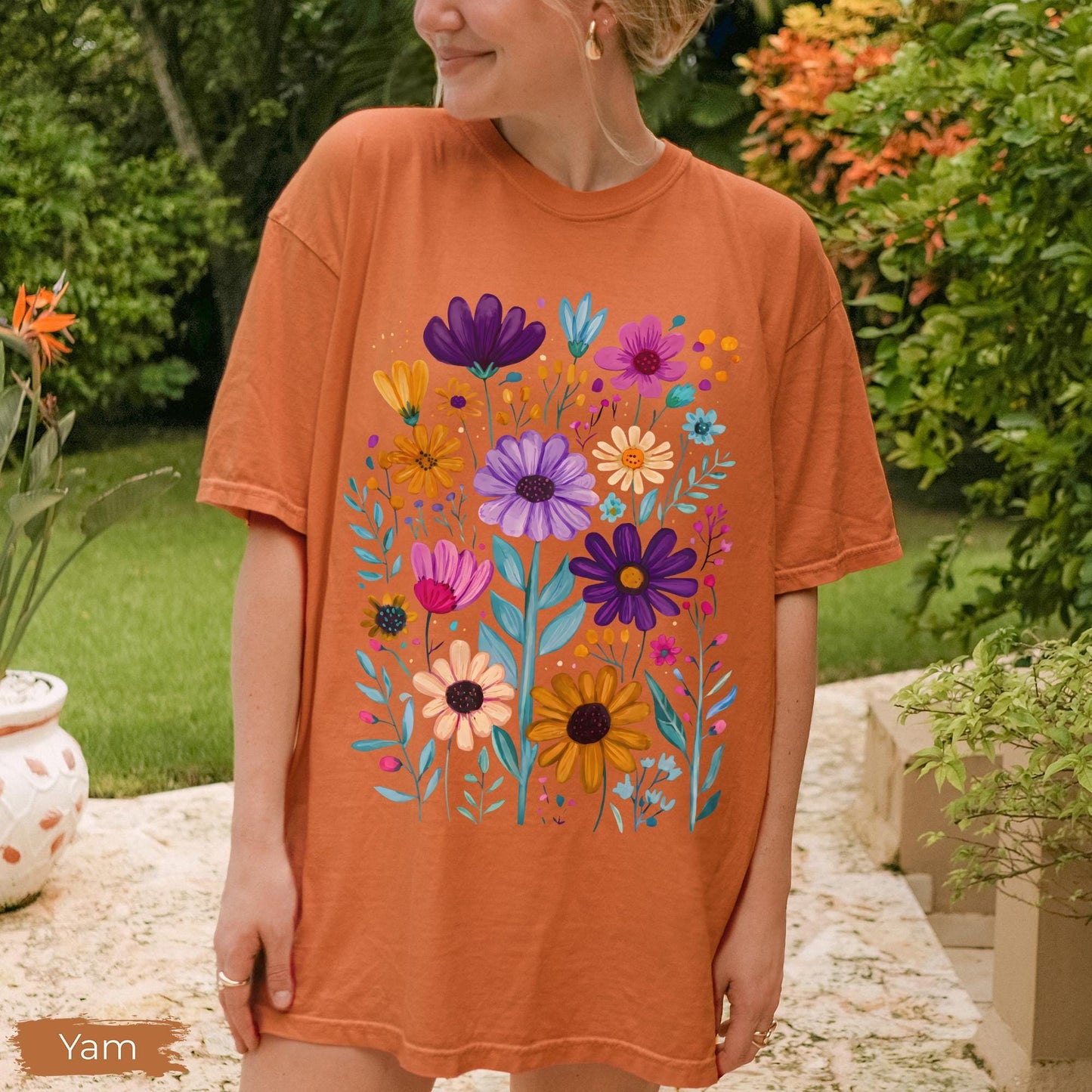 Boho Summer Floral Comfort Colors® Shirt, Retro Spring Flowers Tshirt, Summer Vibes Shirt, Wildflowers Graphic Tee, Summer Flowers Aesthetic